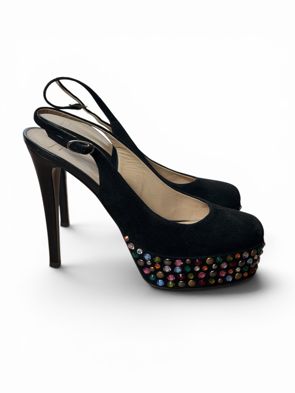 Y2k Archival Giuseppe Zanotti Crystal Platform Slingbacks